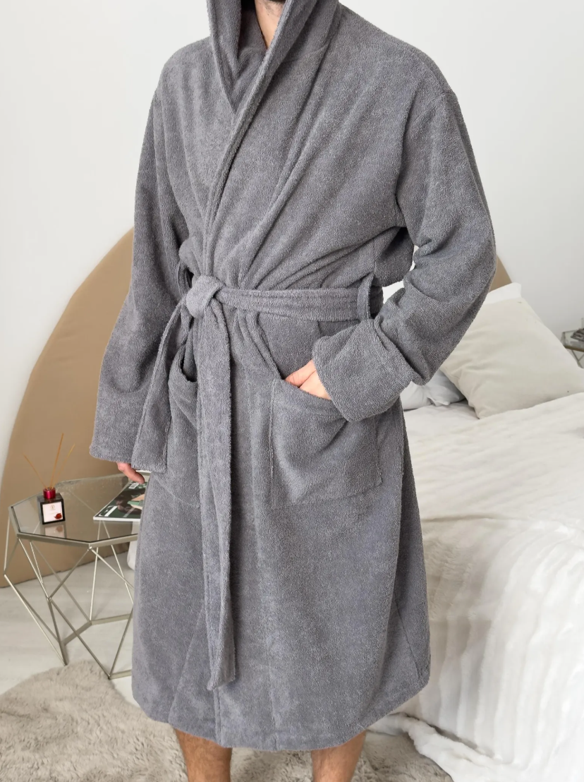 Men’s Hooded Cotton Bathrobe