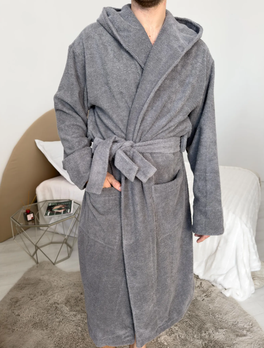 Men’s Hooded Cotton Bathrobe