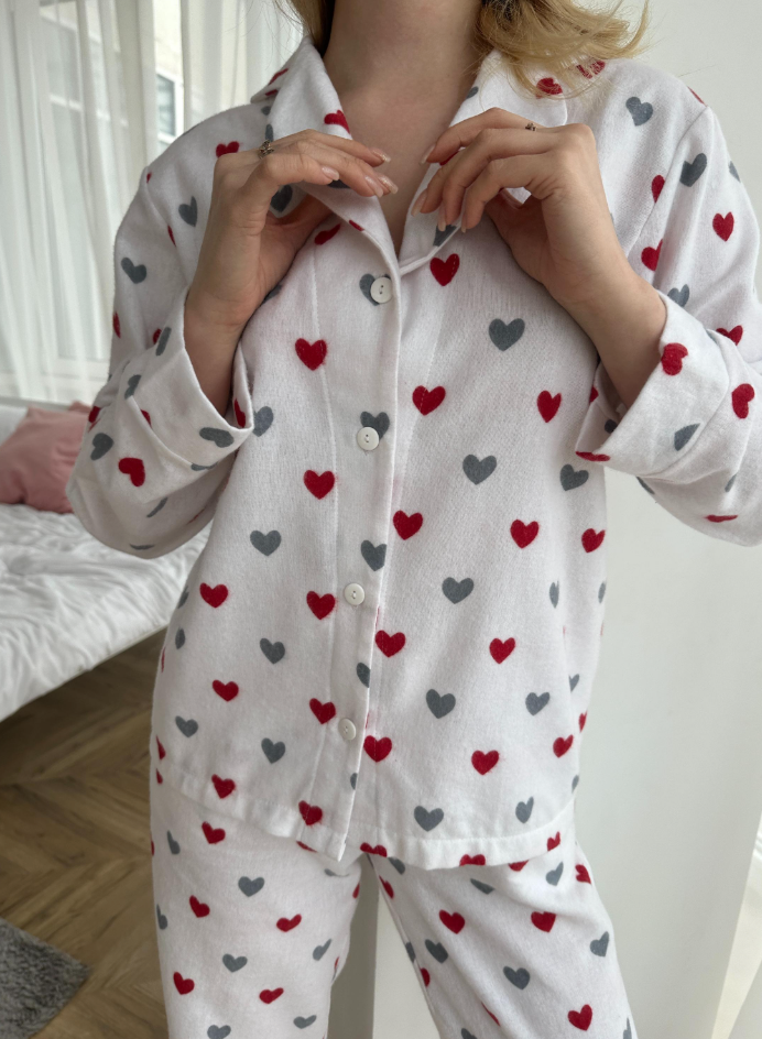 Pajama Set with Hearts