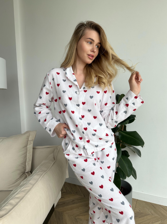 Pajama Set with Hearts