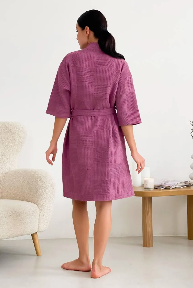 Terra Cotta Waffle Bathrobe for Women