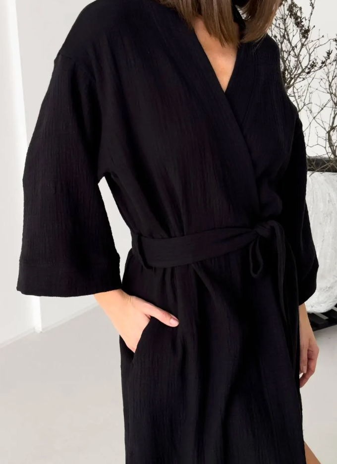 Lightweight Cotton Muslin Robe for Women & Beach Cover-Up