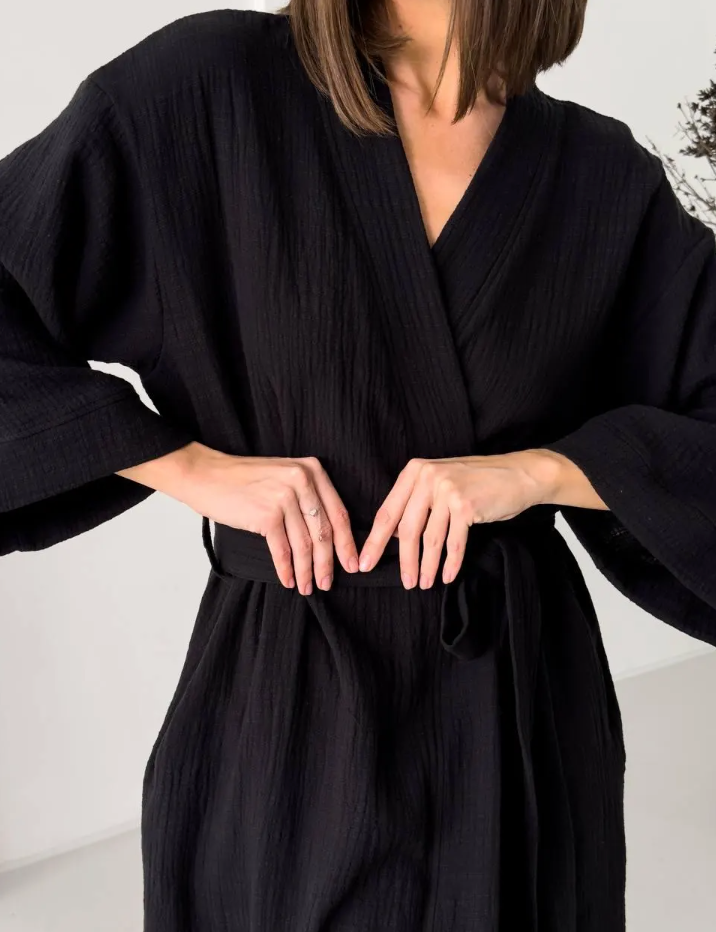 Lightweight Cotton Muslin Robe for Women & Beach Cover-Up