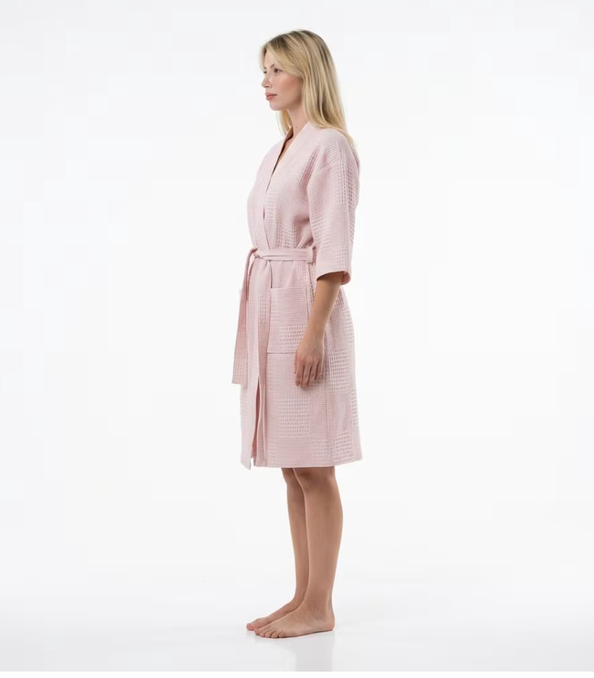 Powder Pink Waffle Robe