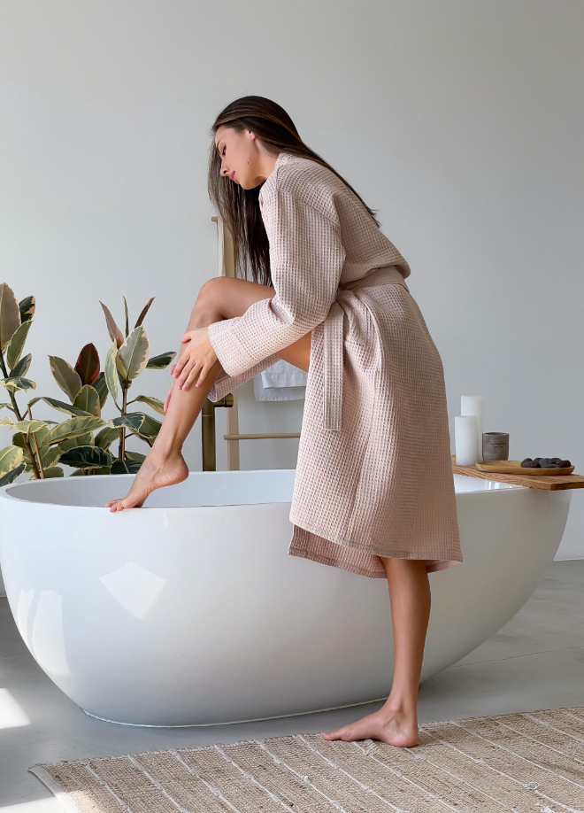 Beige Waffle Robe