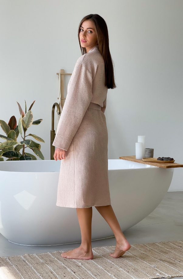 Beige Waffle Robe