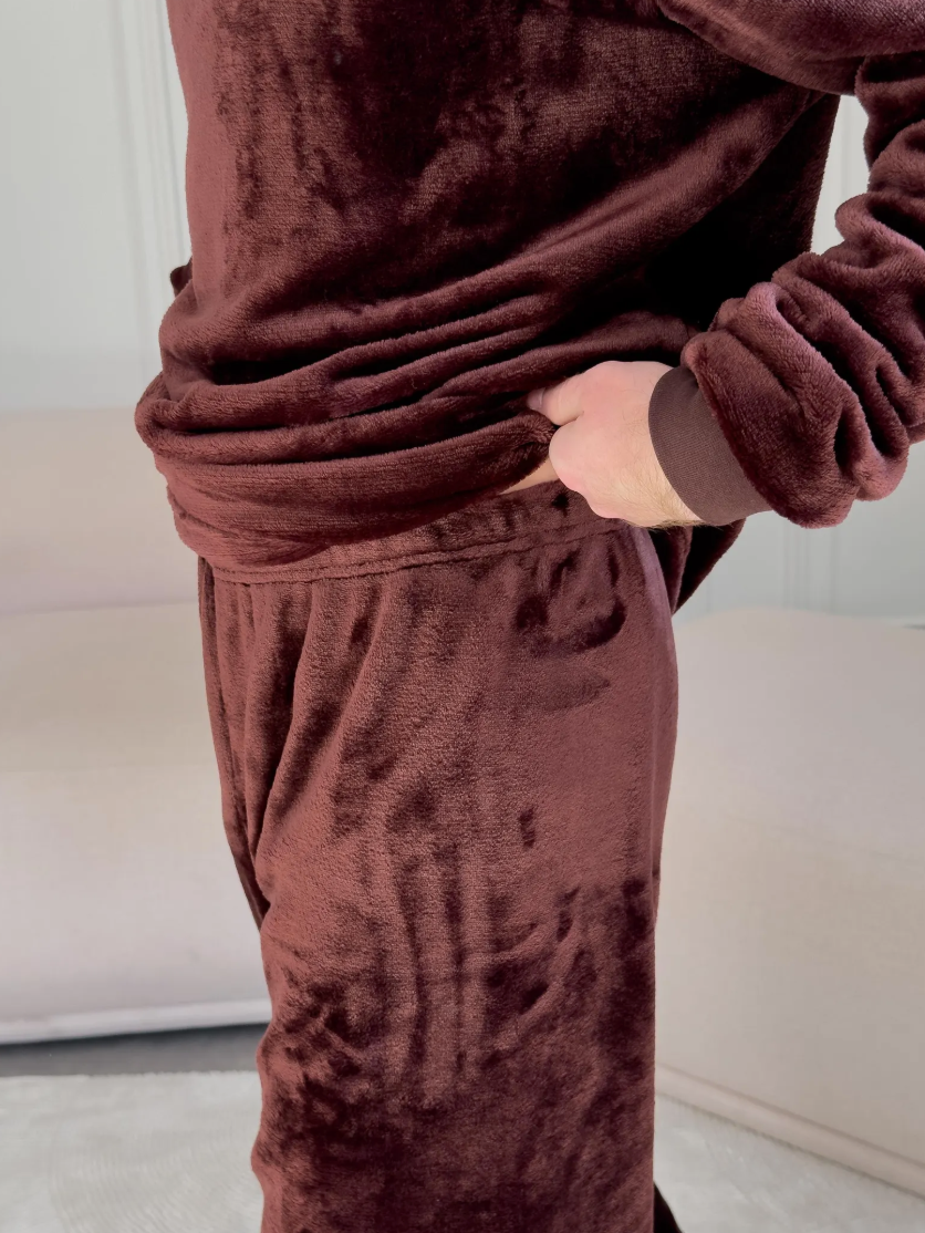Men’s Brown Velsoft Pajama Set
