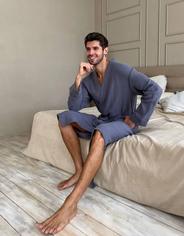 Grey Muslin Cotton Robe