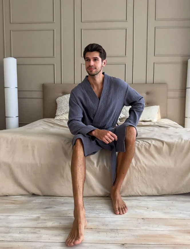 Grey Muslin Cotton Robe
