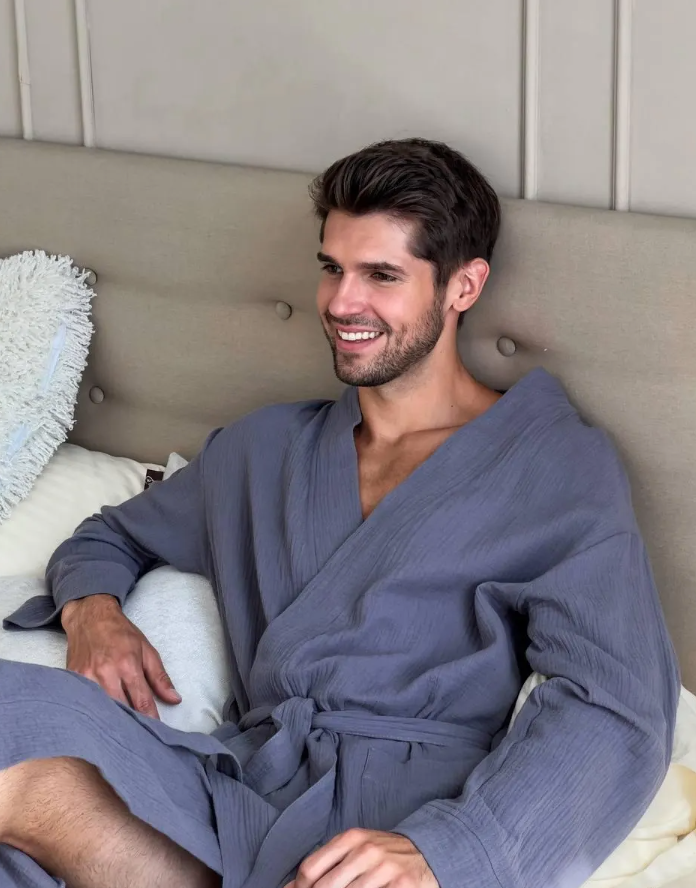 Grey Muslin Cotton Robe