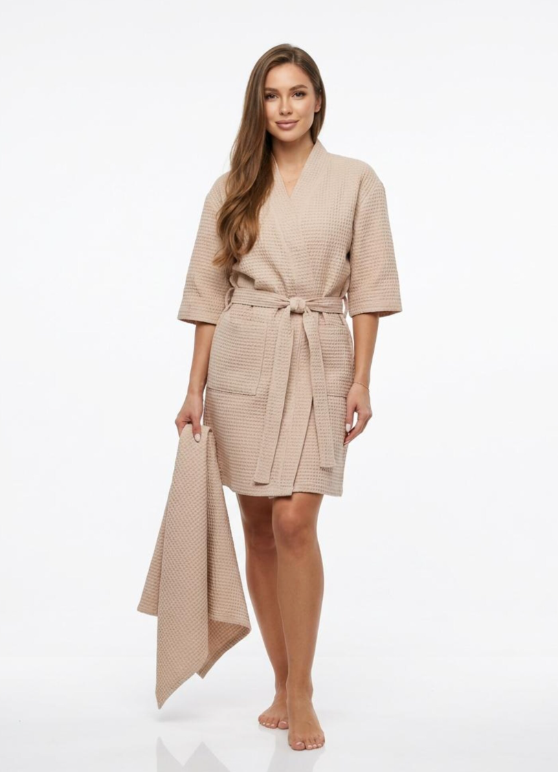 Gift Box: Waffle Cotton Robe & Towel