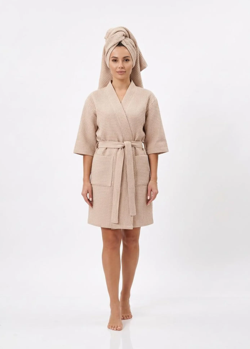 Gift Box: Waffle Cotton Robe & Towel