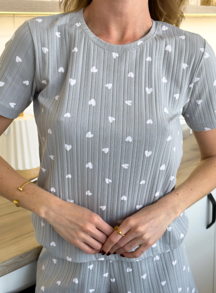 Grey Cotton Pajama with Heart