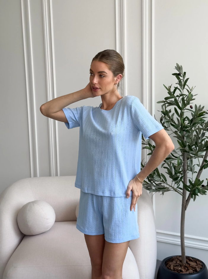 Blue Set Robe & Pajama Set