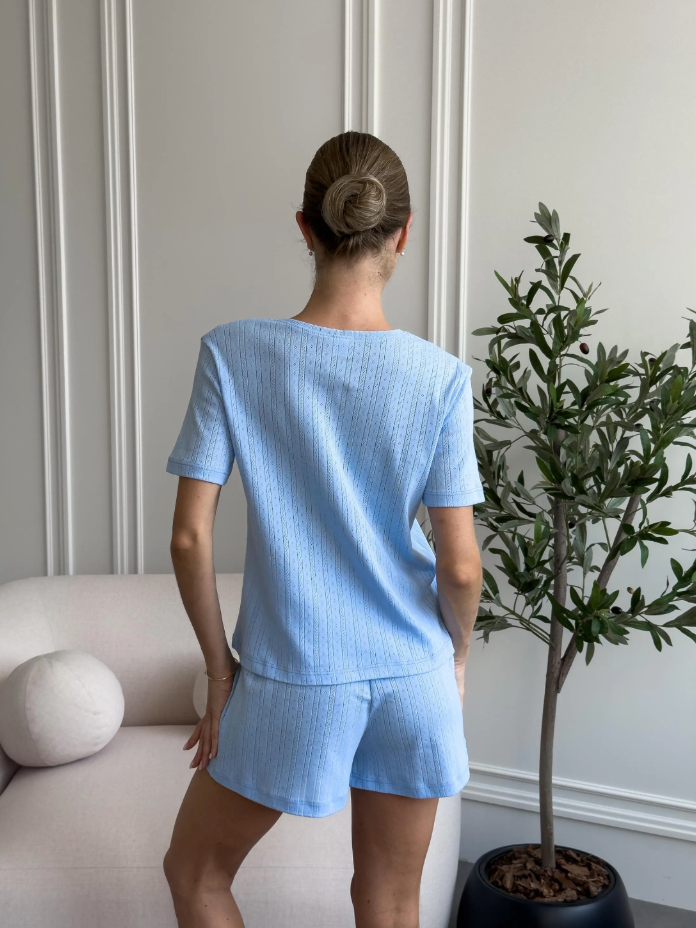Blue Set Robe & Pajama Set