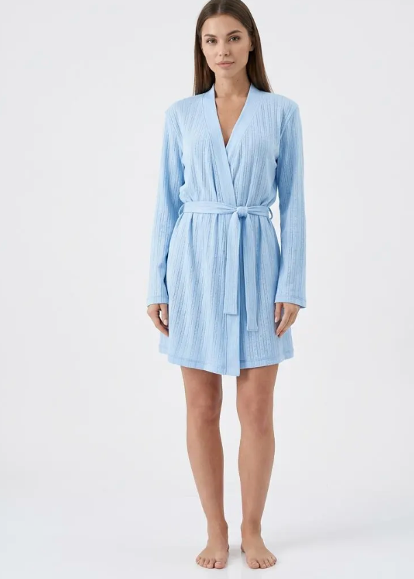 Blue Set Robe & Pajama Set