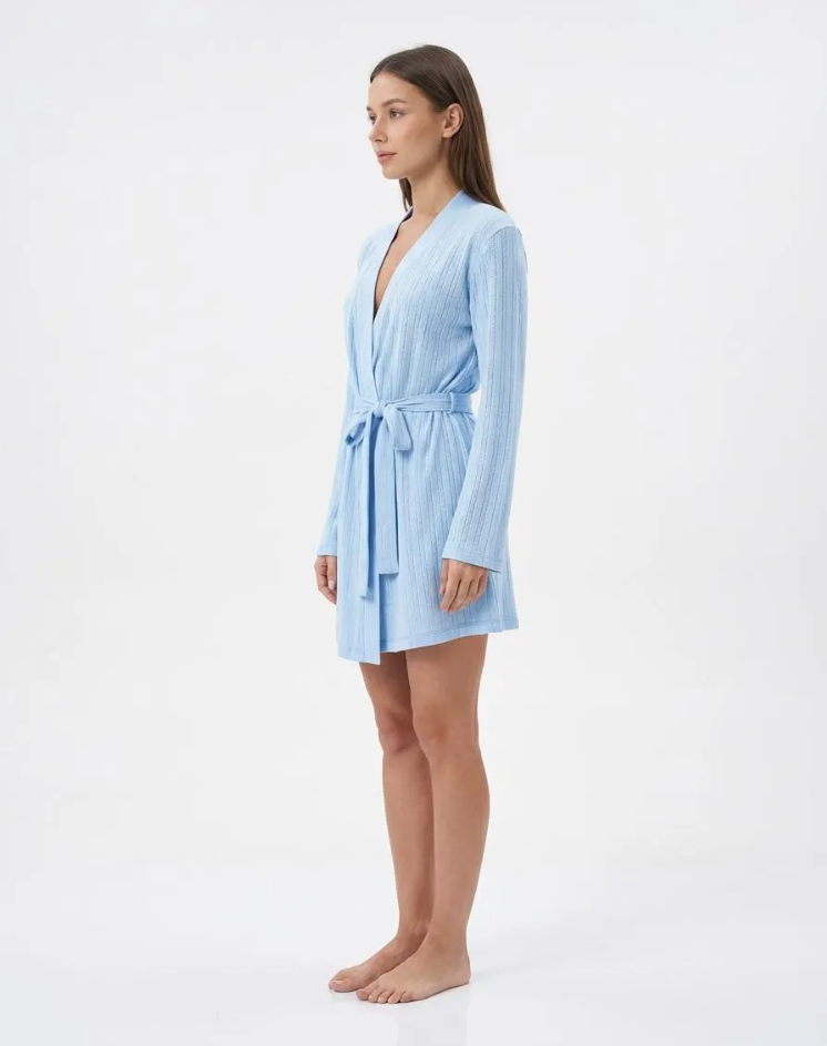 Blue Set Robe & Pajama Set