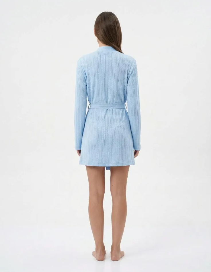 Blue Set Robe & Pajama Set