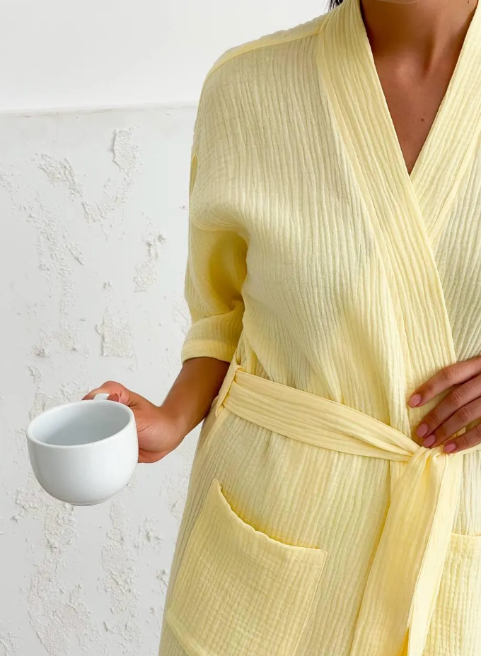 Yellow Muslin Kimono Robe