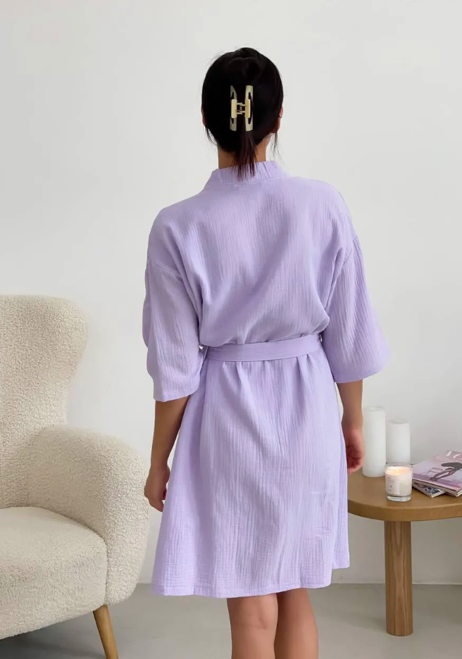 Lavender Muslin Kimono Robe