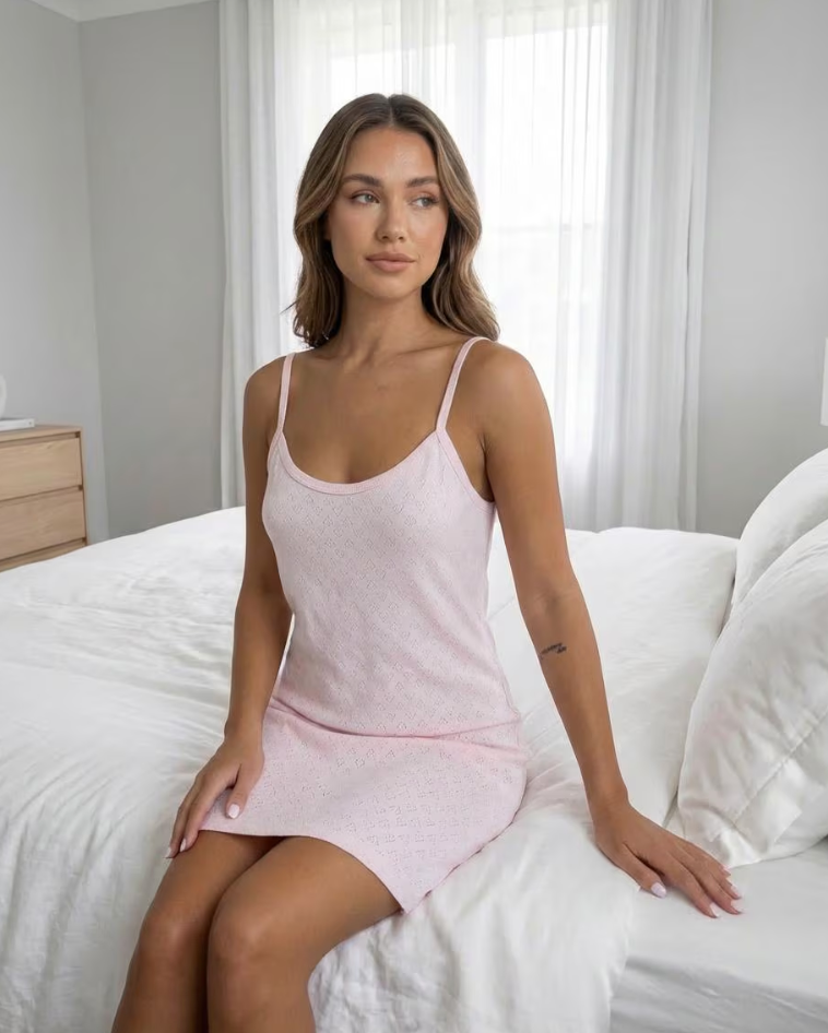 Pink Nightgown with Straps