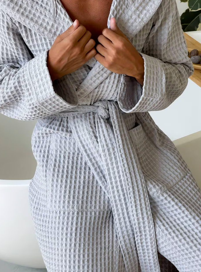 Waffle Hooded Bathrobe