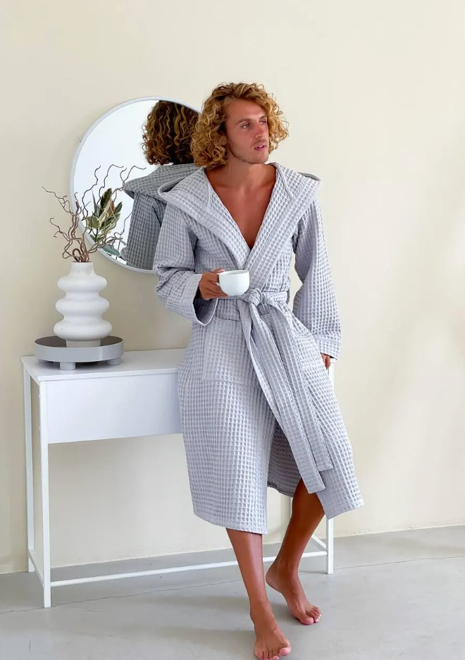 Waffle Hooded Bathrobe