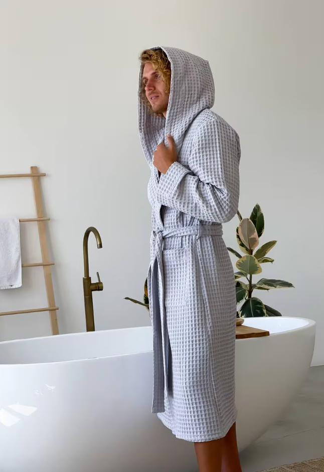 Waffle Hooded Bathrobe