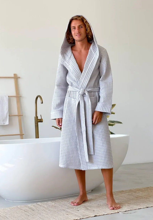 Waffle Hooded Bathrobe