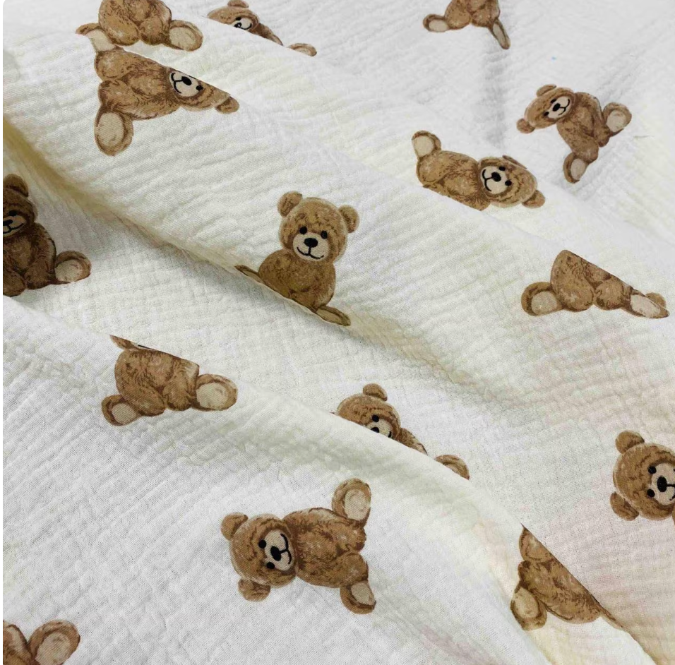 Teddy Bear Print Pajama Set Ruffle