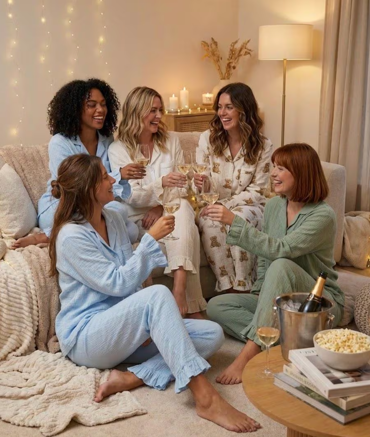 Teddy Bear Print Pajama Set Ruffle