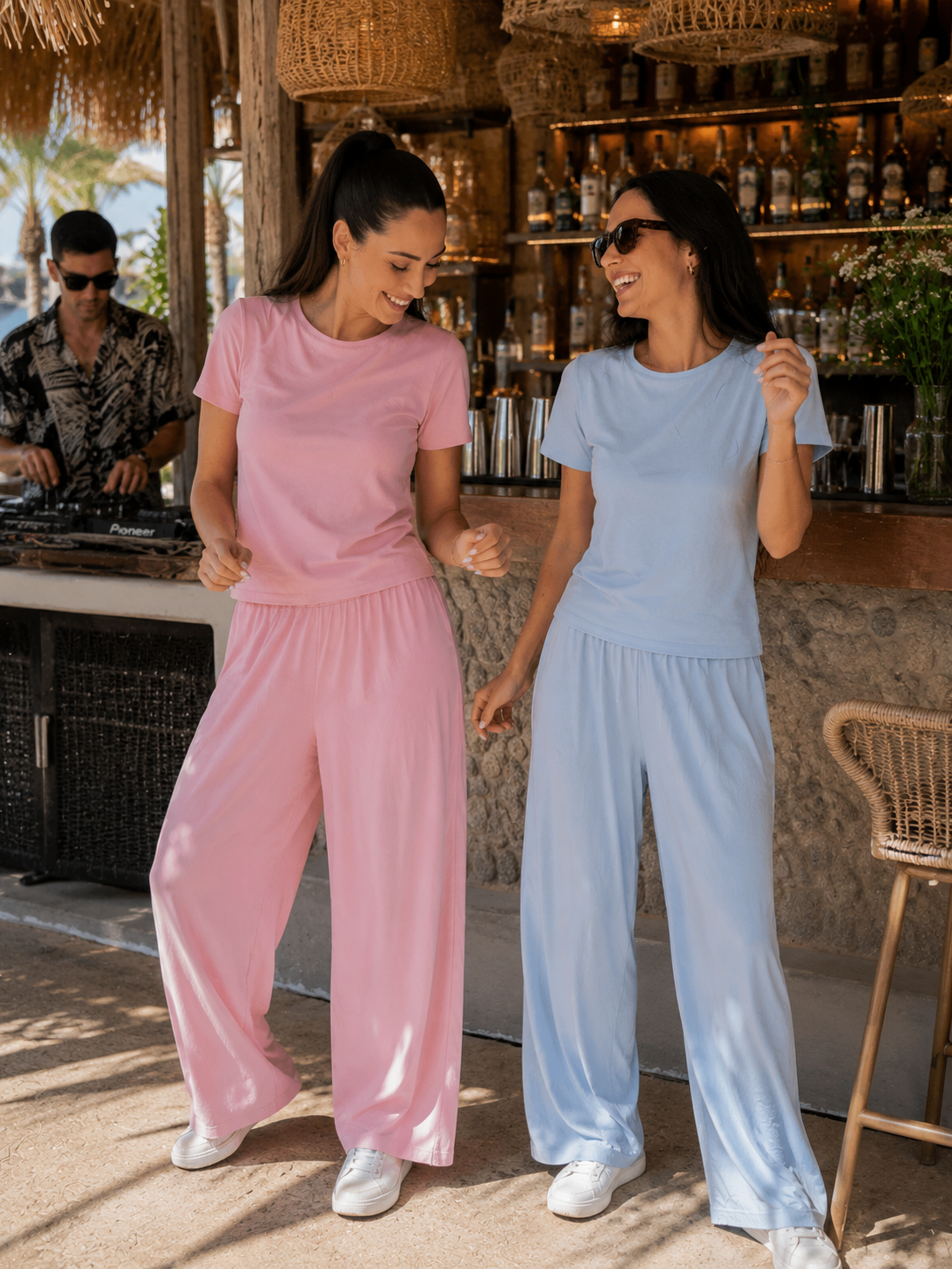 Damen-Baumwollpyjama-Set, Langarm- und Hosenpyjama aus Baumwolle, weiches Homewear-Schlafanzug-Set, rosa Pyjama mit Herzchenmuster, kuschelige Nachtwäsche für Damen