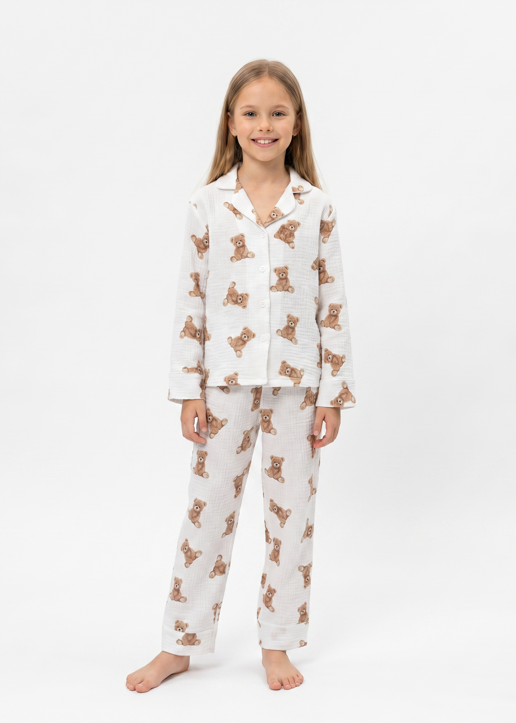 Kids Muslin Teddy Pajama Set