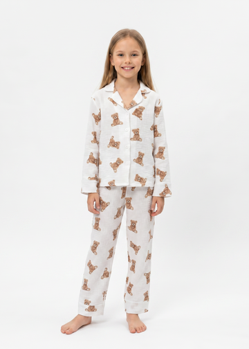 Kids Muslin Teddy Pajama Set