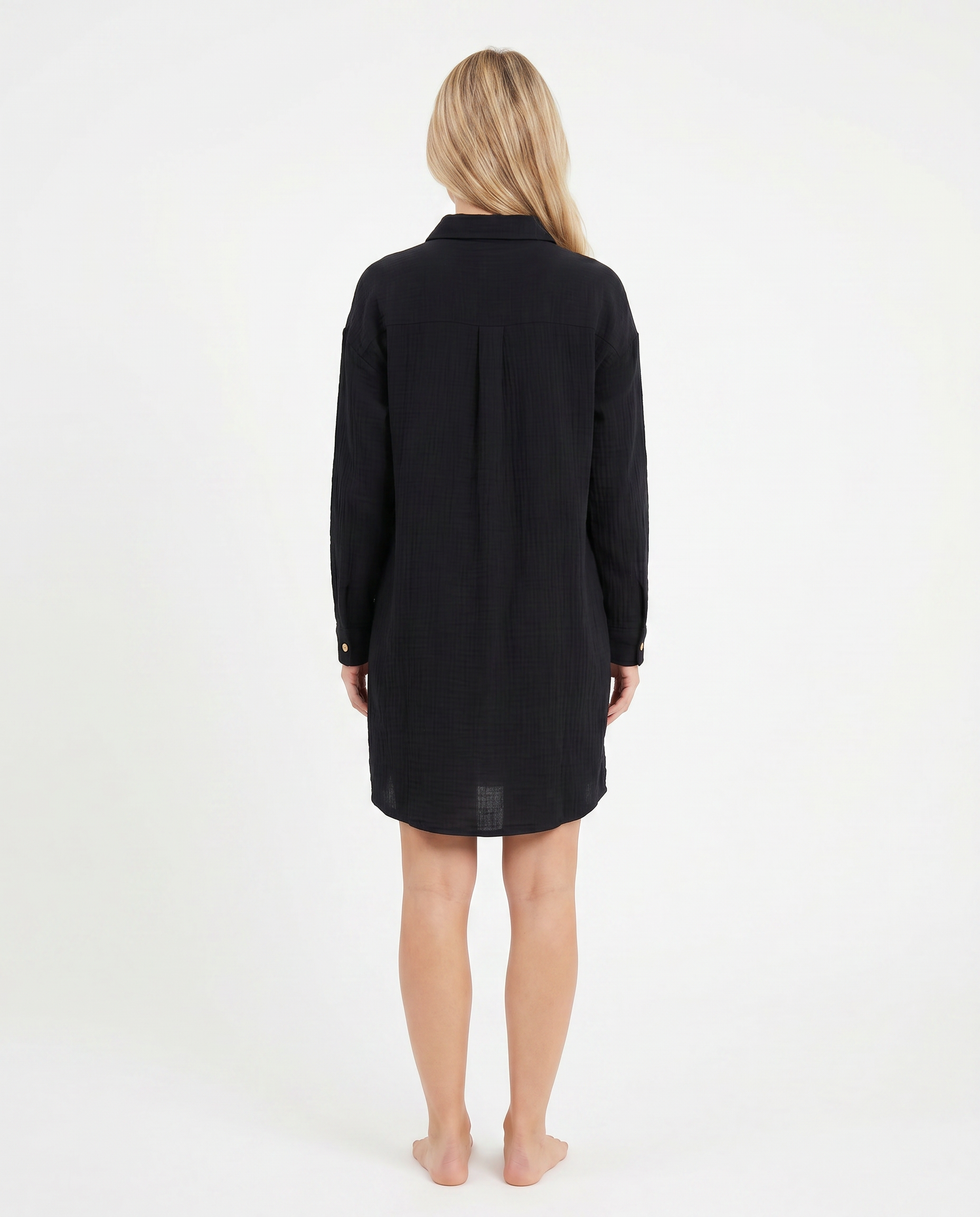 Black Muslin Cotton Shirt for Women