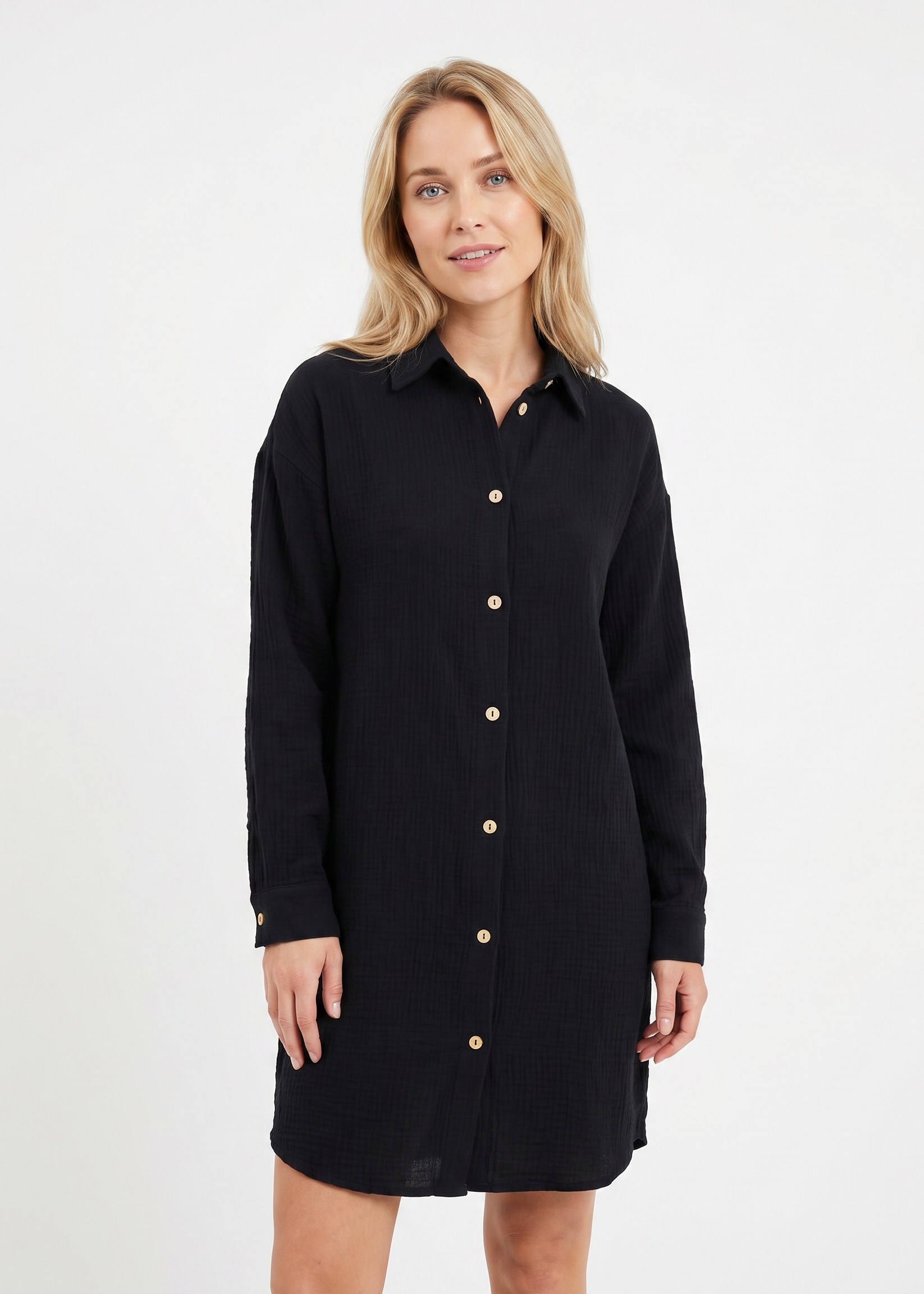 Black Muslin Cotton Shirt for Women