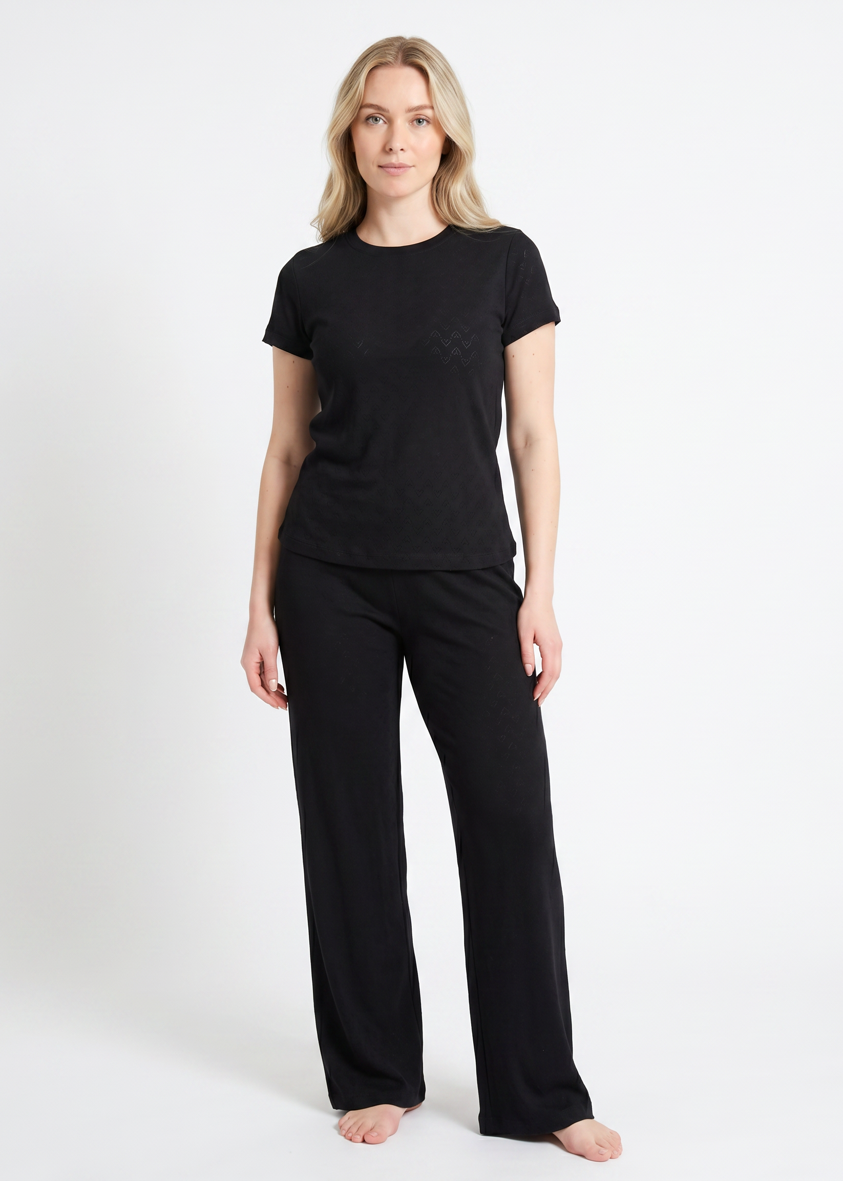 Rose Amour Black Cotton Pajama Set
