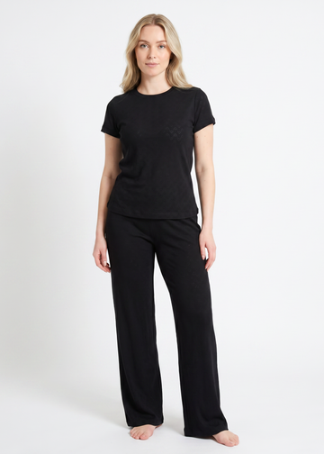 Rose Amour Black Cotton Pajama Set