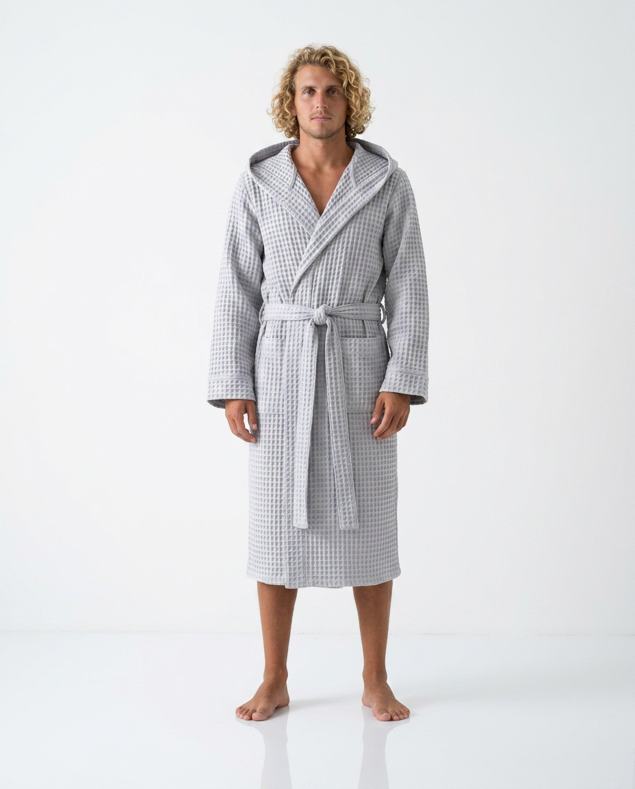 Waffle Hooded Bathrobe