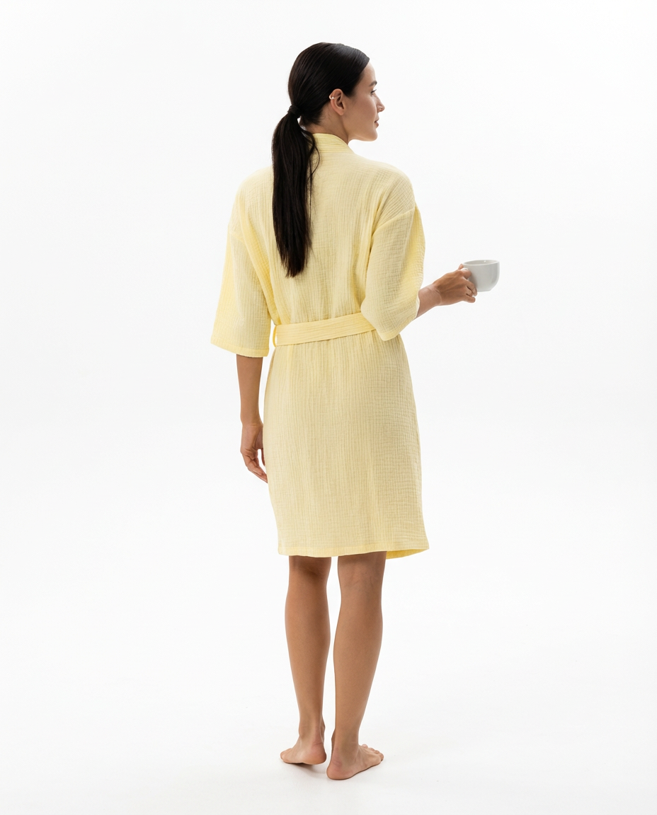 Yellow Muslin Kimono Robe