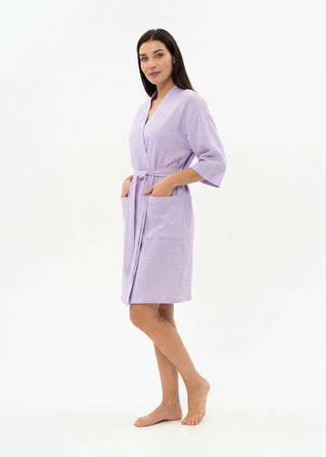 Lavender Muslin Kimono Robe