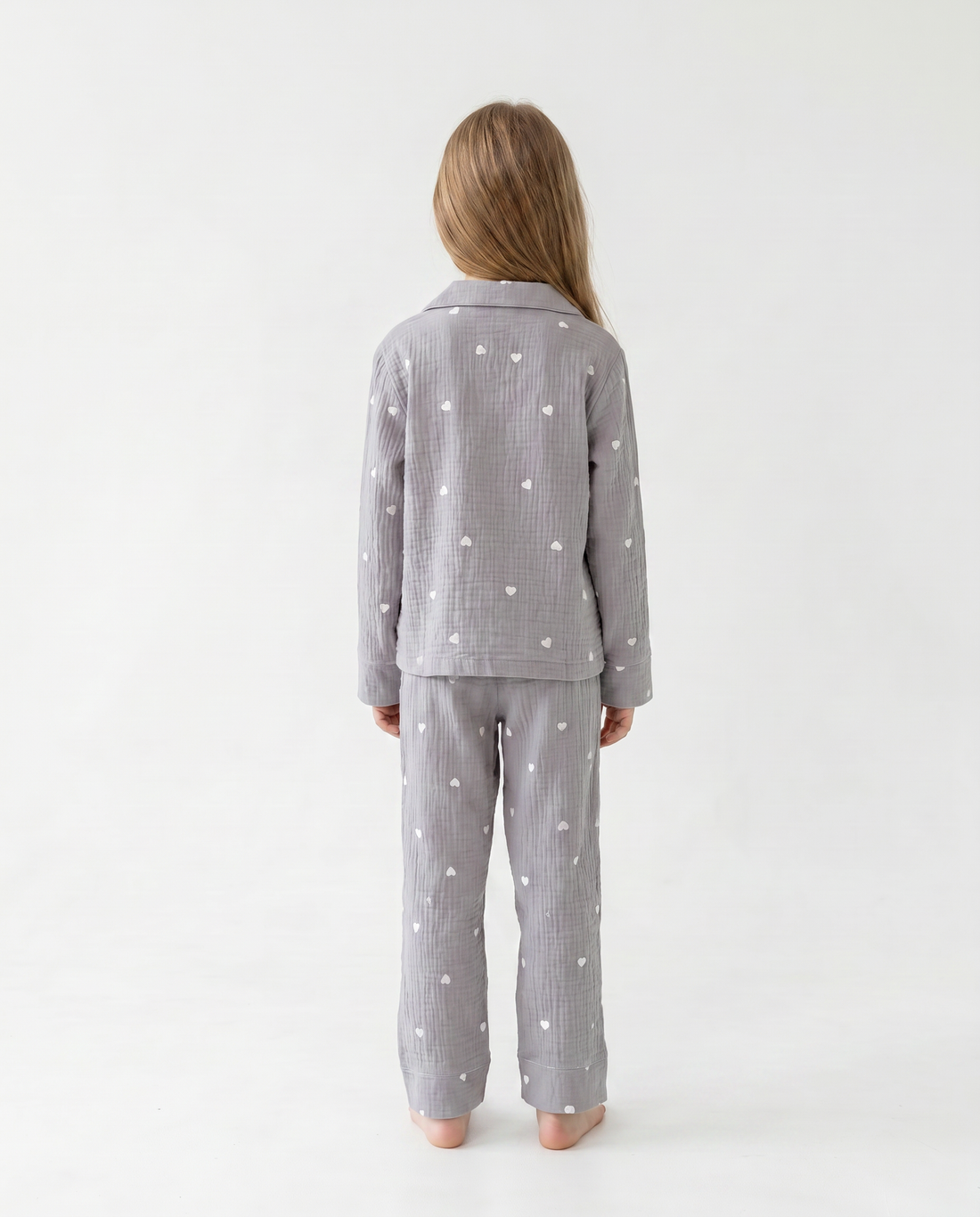 Girls Heart Print Pajamas 100% Cotton