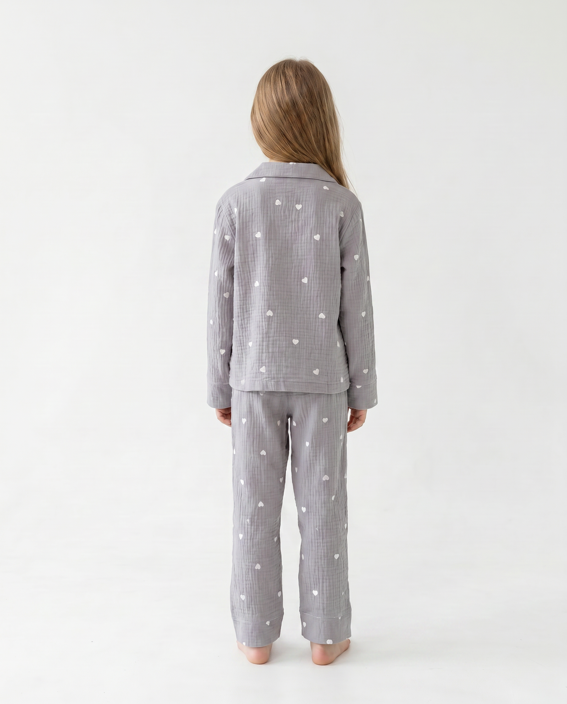 Girls Heart Print Pajamas 100% Cotton