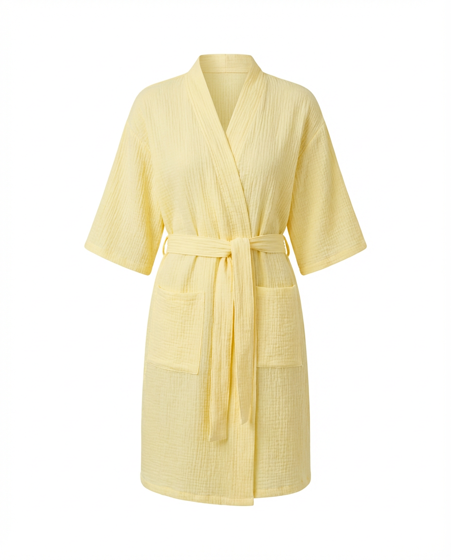 Yellow Muslin Kimono Robe