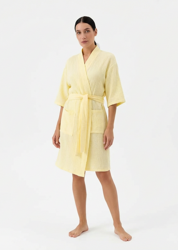 Yellow Muslin Kimono Robe