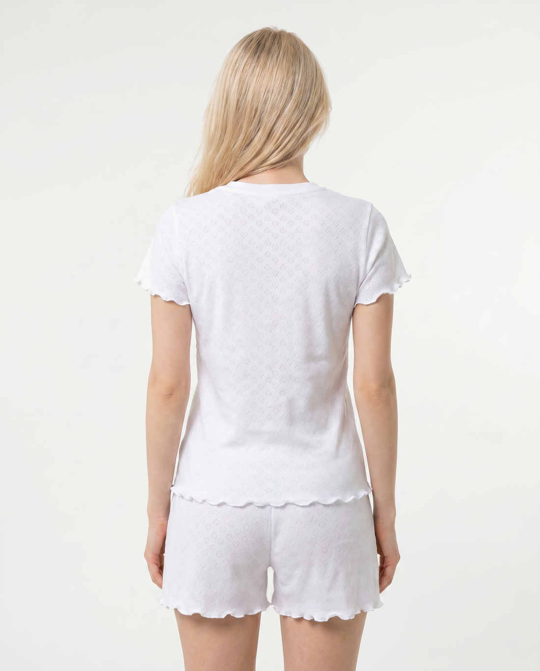 White Cotton Pajama Set- Short Sleeve & Shorts