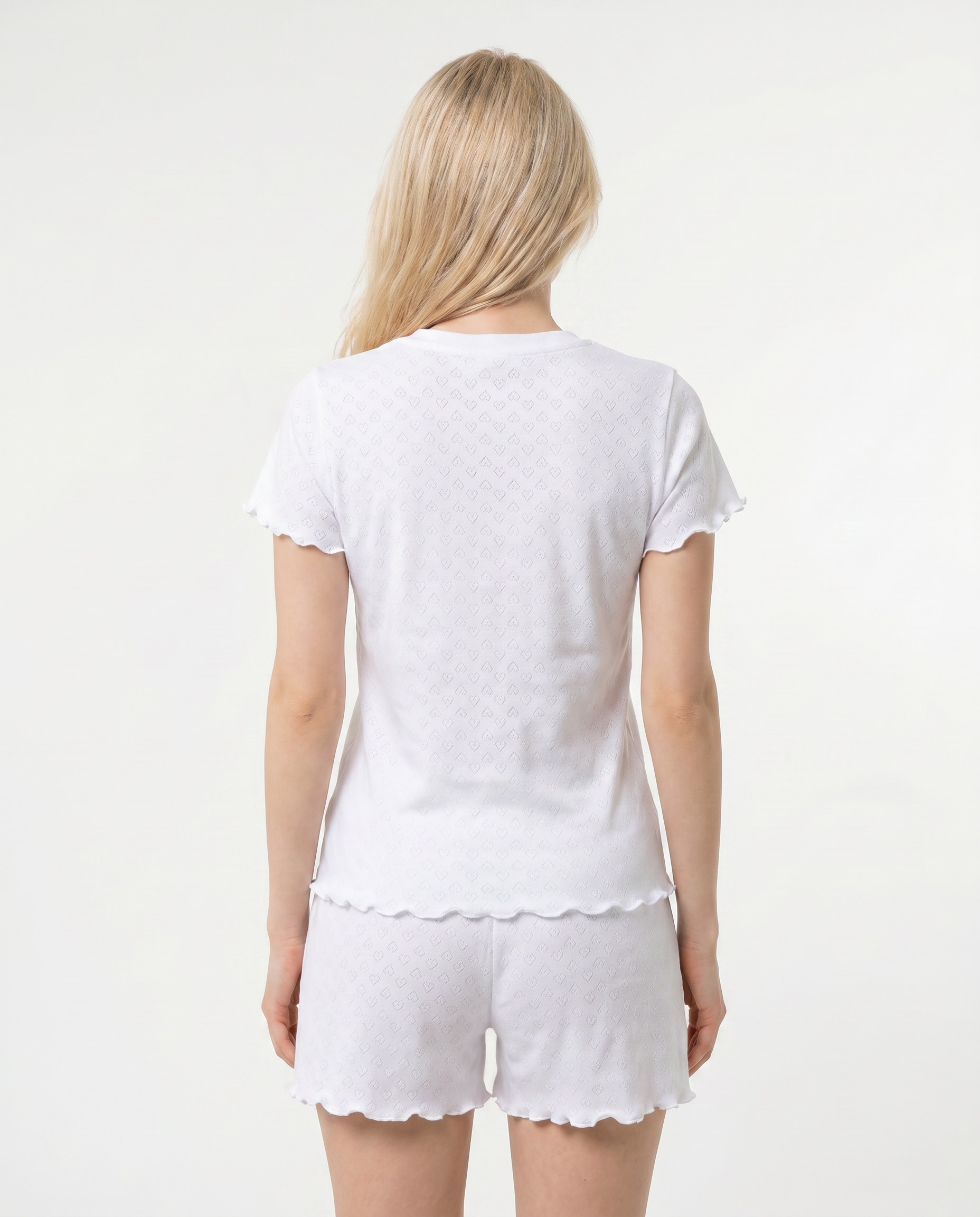 White Cotton Pajama Set- Short Sleeve & Shorts