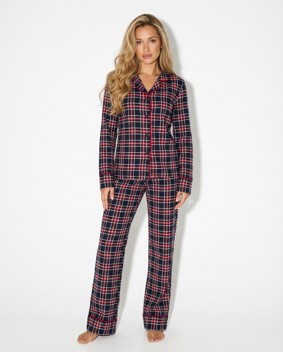 Women’s Pajama Set – Button-Up Shirt & Pants