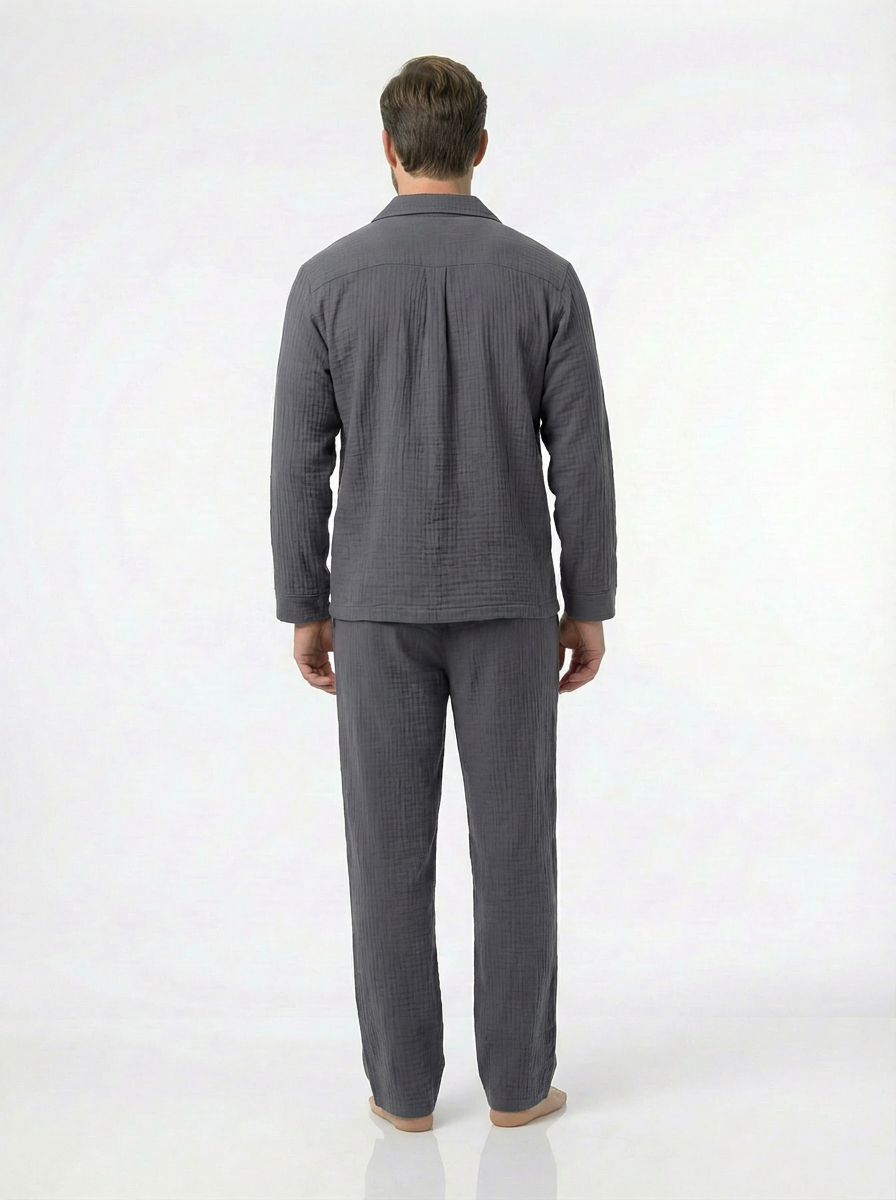 Grey Men’s Muslin Pajama Set