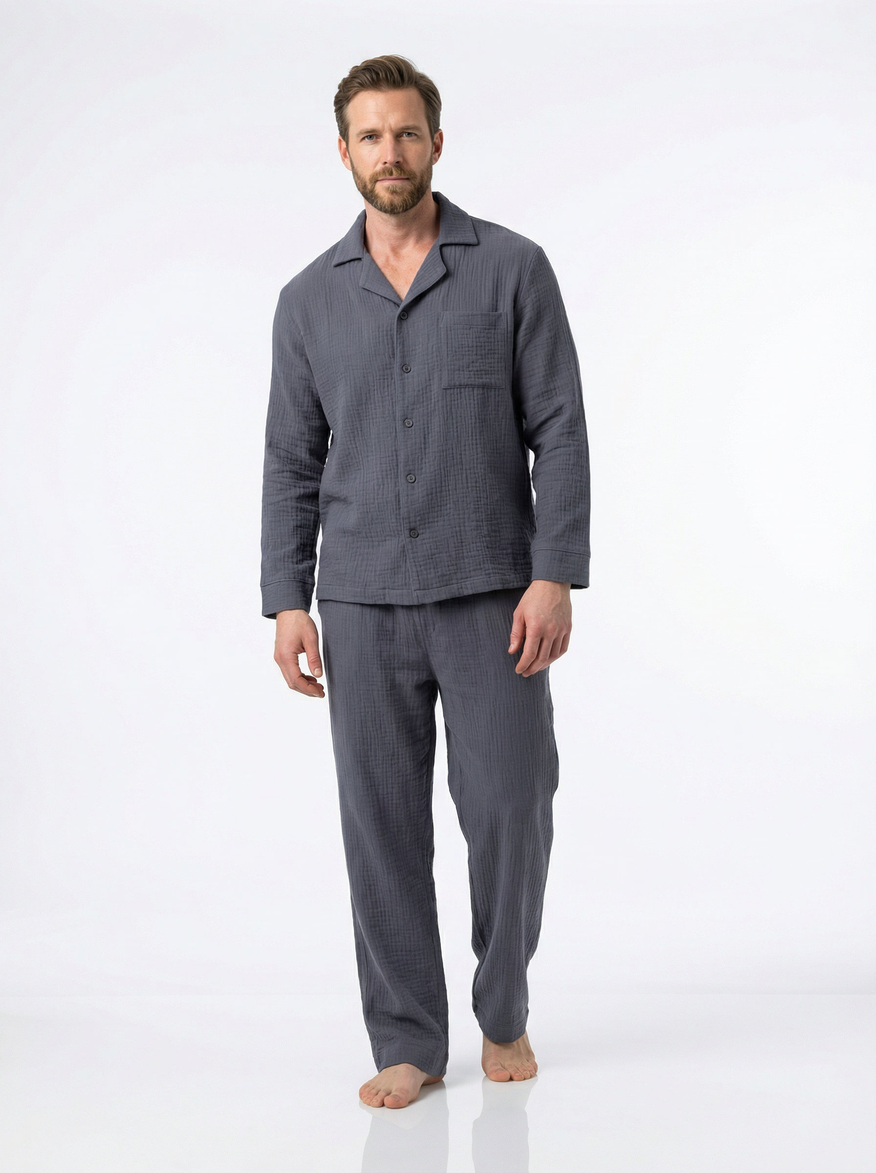 Grey Men’s Muslin Pajama Set